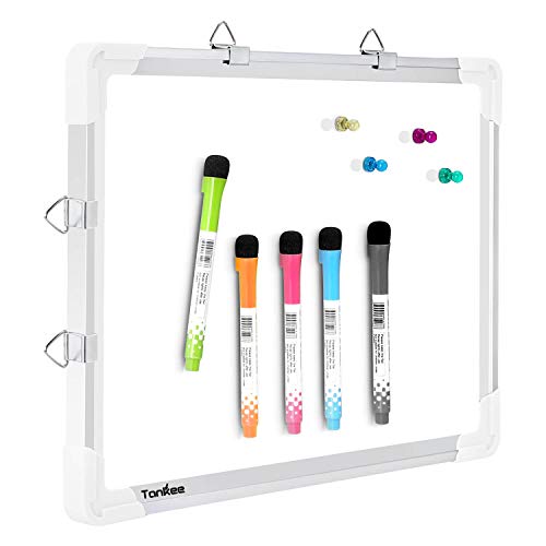 Small Dry Erase White Board – Magnetic Hanging Whiteboard for Wall Portable Mini Double Sided Easel Hold in Hand for Kids Drawing, Kitchen Grocery List, Cubicle Memo Board.
