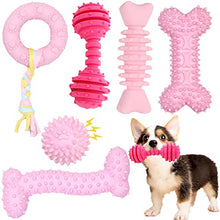 Load image into Gallery viewer, Puppy Toys, 6 Pack Dog Chew Toys for Puppy Teething Cute Pink Dog Toys Puppies Teething Squeaky Toys for Cleaning Teeth and Protect Oral Health Soft &amp; Durable Puppy Chew Toys for Small and Medium Dogs
