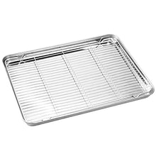 Load image into Gallery viewer, Wildone Baking Sheet &amp; Rack Set [2 Sheets + 2 Racks], Stainless Steel Cookie Pan with Cooling Rack, Size 16 x 12 x 1 Inch, Non Toxic &amp; Heavy Duty &amp; Easy Clean
