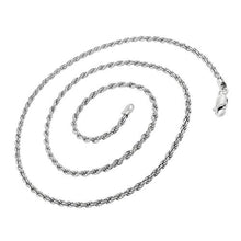 Load image into Gallery viewer, Authentic Solid Sterling Silver Rope Diamond-Cut Braided Twist Link .925 Rhodium Necklace Chains 1.5MM - 5.5MM, 16&quot; - 30&quot;, Made In Italy, Men &amp; Women, Next Level Jewelry
