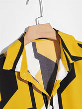 Load image into Gallery viewer, Milumia Men's Casual Geo Print Shirt Short Sleeve Button Down Pocket Front Top Geo Yellow Medium
