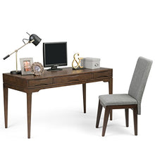 Load image into Gallery viewer, SIMPLIHOME Harper SOLID WOOD Mid Century Modern 60 inch Wide Home Office Desk, Writing Table, Workstation, Study Table Furniture in Walnut Brown with 2 Drawerss
