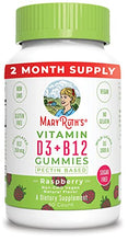 Load image into Gallery viewer, Vitamin D3 + Vitamin B12 | Sugar Free | 2 Month Supply | Vitamin D &amp; B12 Vitamin Gummy Supplements for Adults &amp; Kids | Supports Bone Health | Energy Boost | Vegan | Non-GMO | Gluten Free | 60 Servings
