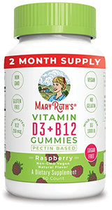 Vitamin D3 + Vitamin B12 | Sugar Free | 2 Month Supply | Vitamin D & B12 Vitamin Gummy Supplements for Adults & Kids | Supports Bone Health | Energy Boost | Vegan | Non-GMO | Gluten Free | 60 Servings