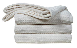 100% Soft Premium Ringspun Cotton Thermal Blanket - Twin/Twin XL - Ivory - Snuggle in These Super Soft Cozy Cotton Blankets - Perfect for Layering Any Bed - Provides Comfort and Warmth for Years