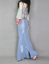 Load image into Gallery viewer, Idopy Women`s Stretchy Tight Fit Flouncing Fishtail Jeans Denim Skirt 4-6 Blue
