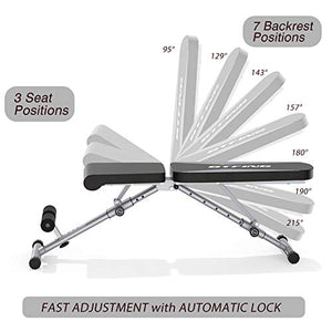 BTFING Weight Bench, Adjustable Strength Training Bench for Full Body Workout with Fast Folding