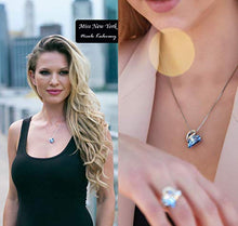 Load image into Gallery viewer, Leafael Infinity Love Crystal Heart Bundle Jewelry Set Light Sapphire Blue March December Birthstone Gifts for Women Necklace Earrings Bracelet Rings, Silver-tone
