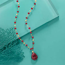 Load image into Gallery viewer, Ross-Simons 24.00 ct. t.w. Ruby Station Necklace in 14kt Yellow Gold. 18 inches
