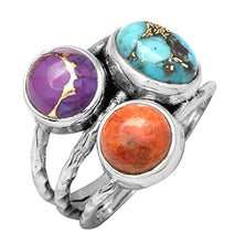 Load image into Gallery viewer, YoTreasure Blue Copper Turquoise Solid 925 Sterling Silver Bypass Ring Jewelry
