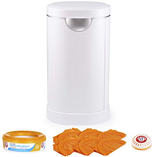 Munchkin Diaper Pail Baby Registry Starter Set, Powered by Arm & Hammer, Includes 1 Month Refill Supply and Baking Soda Puck