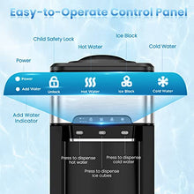 Load image into Gallery viewer, PETSITE Countertop Water Cooler Dispenser with Ice Maker, 3 in 1 Top-Loading Hot &amp; Cold Water Dispenser 5 Gallon, 48 LBS Daily-Ice, Portable Ice Cube Makers Machine for Home Kitchen Office Bar
