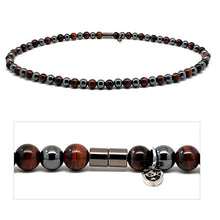 Load image into Gallery viewer, Accents Kingdom 8MM Red Tiger&#39;s Eye Bead Hematite Classic Magnetic Necklace, 20&quot;
