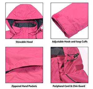 Little Donkey Andy Women¡¯s Waterproof Rain Jacket Lightweight Outdoor Windbreaker Rain Coat Shell for Hiking, Travel Rose S