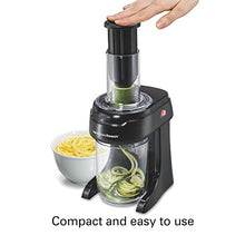 Load image into Gallery viewer, Hamilton Beach 3-in-1 Electric Vegetable Spiralizer &amp; Slicer With 3 Cutting Cones for Veggie Spaghetti, Linguine, and Ribbons, 6-Cups, Black
