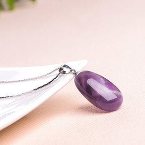 iSTONE 925 Sterling Silver Purple Amethyst Ladies Pendant Necklace, Gemstone Birthstone with 18" Silver Chain
