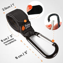 Load image into Gallery viewer, Stroller Hooks for Hanging Bags and Shopping - MadeForMums &amp; Lovedbyparents Award-Winning Stroller Clips - Universal Stroller Clips for Bags - Black, 2 Pack by Baby Uma
