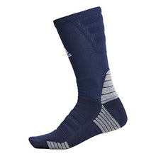 Load image into Gallery viewer, adidas Unisex-US Alphaskin Maximum Cushioned Crew Socks (1-Pair), Collegiate Navy/White/Light Onix, 12-16
