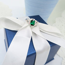 Load image into Gallery viewer, Dazzlingrock Collection 7X5 MM Emerald Lab Created Emerald &amp; Round Natural White Diamond Ladies Split Shank Engagement Ring, 10K White Gold, Size 7
