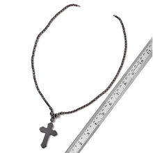 Load image into Gallery viewer, Shop LC Delivering Joy Set of 2 Cross Love Heart Pendant with Hematite Beaded Necklace in Stainless Steel Oxidized Jewelry for Women 20"
