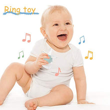 Load image into Gallery viewer, Eco inspired Baby Teething Toys Silicone Baby Rattle Handbell Teether with Pacifier Clip, Massage Gums &amp; Soothes Pain,BPA Free (3 Month+, Blue)
