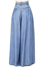 Load image into Gallery viewer, Vibrant Women's Juniors Super Wide Leg Denim Pants (S, Denim)
