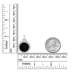 Amorucci Sterling Silver Cubic Zirconia Round Shaped Stylish Black Pendant with Chain for Women (19.3 mm)