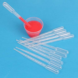 100pcs 3ML Plastic Disposable Transfer Pipettes - Eye Dropper Set Transfer Graduated Pipettes Calibrated Dropper for Essential Oils & Science Laboratory