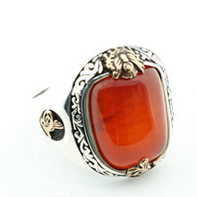 Load image into Gallery viewer, KAR 925K Stamped Sterling Silver Agate (Aqeeq) Men&#39;s Ring K41B (9.75)

