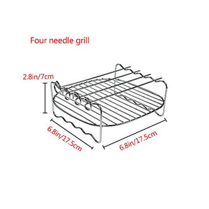 11PCS Air-Fryer-Accessories with Recipe-Cookbook-Liners, Non-stick Barrel/Pan + Metal Holder + Multi-Purpose Rack +Baking Mat