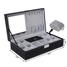 Load image into Gallery viewer, SONGMICS Black Jewelry Box, 8-Slot Watch Organizer, Storage Case with Lock and Mirror UJWB41B

