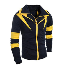 Load image into Gallery viewer, Goddessvan Men Sweatshirt, Men Retro Long Sleeve Hoodie Hooded Sweatshirt Double Zipper Cardigan Tops Jacket Coat Outwear (M, Yellow)
