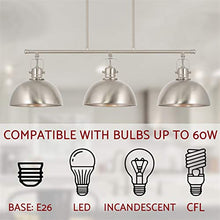 Load image into Gallery viewer, Kira Home Belle 34" 3-Light Modern Industrial Kitchen Island Light, Dome Shades + Swivel Joints, Brushed Nickel Finish
