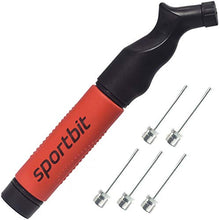 Load image into Gallery viewer, SPORTBIT Ball Pump with 5 needles - Push &amp; Pull Inflating System - Great for All Sports balls - Volleyball Pump, Basketball Inflator, Football &amp; Soccer Ball Air Pump - Goes with Needles Set and E-Book
