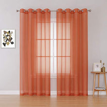 Load image into Gallery viewer, Patio Door Sheer Curtain Panels - Ceiling to Floor Extra Long Voile Drape Curtains Window Treatment for Sliding Glass Door (Burnt Orange,2 Pieces,W 54 x L 95 inches)
