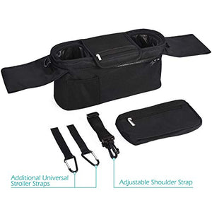 Universal Stroller Organizer with Insulated Cup Holder by Momcozy - Detachable Phone Bag & Shoulder Strap, Fits for Stroller like Uppababy, Baby Jogger, Britax, Bugaboo, BOB, Umbrella and Pet Stroller