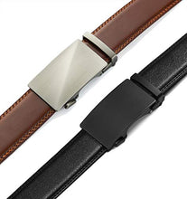 Load image into Gallery viewer, Belts Men, CHAOREN Leather Ratchet Belt 2 Pack with Click Sliding Buckle 1 3/8" in Gift Set Box - Adjustable Trim to Fit
