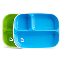 Load image into Gallery viewer, Munchkin Splash 4 Piece Toddler Divided Plate and Bowl Dining Set, Blue/Green
