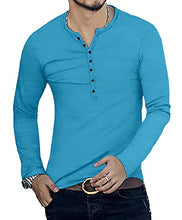 Load image into Gallery viewer, YTD Mens Casual Slim Fit Basic Henley Long Sleeve Fashion T-Shirt L Deep Teal
