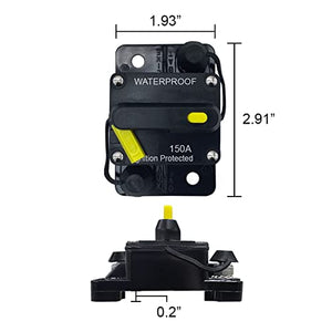 A.A 150 Amp Circuit Breaker DC 12V-48V with Manual Reset, Waterproof, Fuse Inverter for Auto, Car, Trailer, Truck, RV, Marine, Boat, Audio, Current Overload Protection (150A), Black