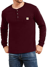 Load image into Gallery viewer, YTD Mens Long Sleeve Henley T-Shirt Fashion Casual Big &amp; Tall Shirts with Pocket Medium Wine Red
