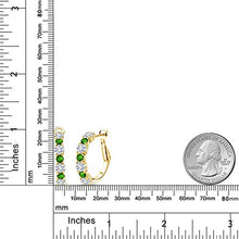 Load image into Gallery viewer, Gem Stone King 3.00 Ct G/H Lab Grown Diamond Green Simulated Tsavorite 18K Yellow Gold Plated Silver Earrings
