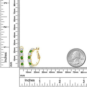 Gem Stone King 3.00 Ct G/H Lab Grown Diamond Green Simulated Tsavorite 18K Yellow Gold Plated Silver Earrings