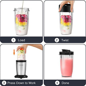 KOIOS 850W Personal Blender for Shakes and Smoothies, 11 Pieces Bullet Single Smoothie Blender for Kitchen, Small Protable Mixer with 2x17 Oz and 10 Oz Travel Bottles, 2 Spout Lids, BPA Free (Black)