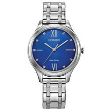 Load image into Gallery viewer, Citizen Women's Eco-Drive Dress Classic Watch in Stainless Steel, Blue Dial (Model: EM0500-57L)

