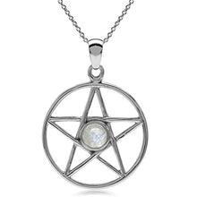 Load image into Gallery viewer, Silvershake Natural Moonstone 925 Sterling Silver Pentagram Star Pendant with 18 Inch Chain Necklace
