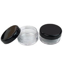 Load image into Gallery viewer, 50 New empty 5 Gram (0.17 oz) Acrylic Round Jars - BPA Free Plastic Containers for Cosmetic, Lotion, Cream, Makeup, Bead, Eye shadow, Rhinestone, Samples, Pot, 5g/5ml (Black Lid 50 Jars)
