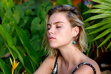 Load image into Gallery viewer, Boho Dangle Teardrop Abalone shell Earrings, Unique Sterling Silver Large paua shell earrings, Ethnic Gypsy Style, Handmade Statement Jewelry
