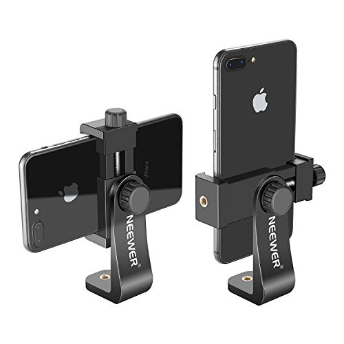 Neewer Smartphone Holder Vertical Bracket with 1/4-inch Tripod Mount - Phone Clip Tripod Adapter for iPhone X 8 7 Plus 7 6 Plus, Samsung S8 S7 S6 and Other Phones Within 1.9-3.9 inches Width (Black)
