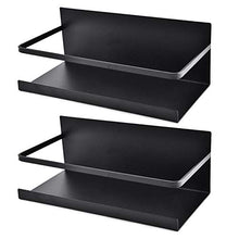 Load image into Gallery viewer, Roysili Magnetic Spice Rack Refrigerator Spice Rack Single Tier Fridge Spice Rack Magnetic Shelf Space Saving Black 2 Pack
